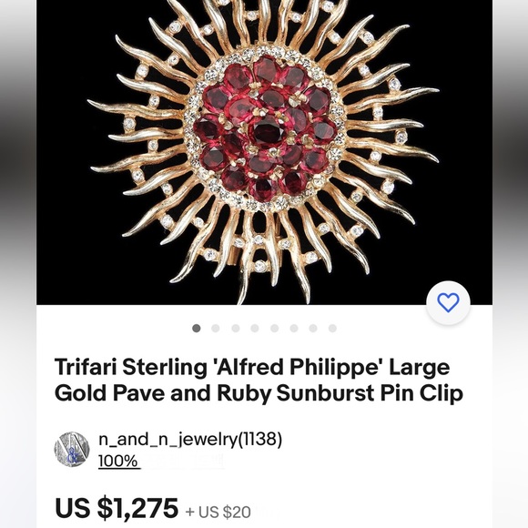 đź–¤SUPER RARE Alfred Philippe Sterling silver fur clip brooch - Picture 16 of 16